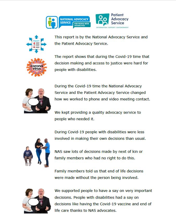 EASY TO READ VERSION: Advocacy Matters – Advocating for People with Disabilities in Residential & Day Services During the Covid-19 Pandemic