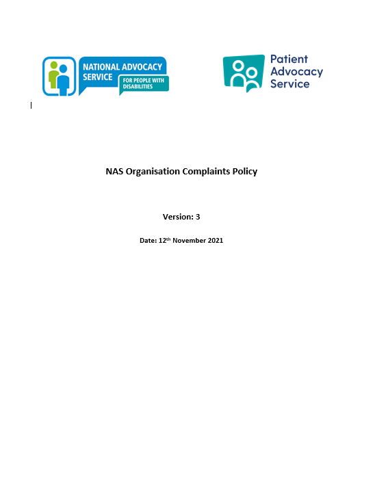 NAS Organisation Complaints Policy