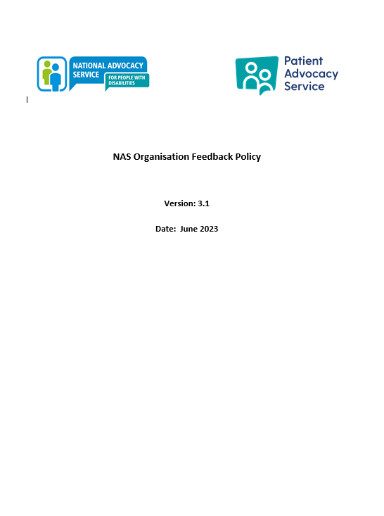 NAS Organisation Feedback Policy